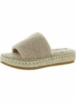 Dolce Vita Karlee Womens Faux Fur Slip On Slide Sandals