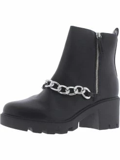 Dolce Vita Nahdia Womens Faux Leather Chain Ankle Boots