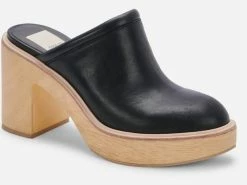 Dolce Vita Camdin Black Leather Clog in Black for women