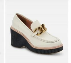 Dolce Vita Brenan Wedge Loafer In Off White Leather for women