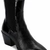 Dolce Vita Sabern Womens Patent Crocodile Print Ankle Boots