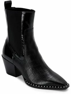 Dolce Vita Sabern Womens Patent Crocodile Print Ankle Boots